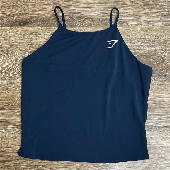 SOLD IN STORE Gymshark Navy Blue Strappy Athletic Tank Top | Built-In Support - Picture 1 of 7